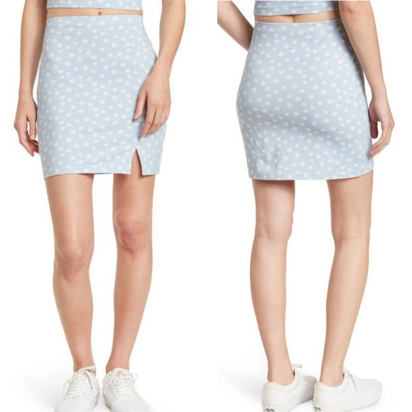 Abound Dresses & Skirts - Abound NWT Blue Floral Print Slit Front Mini Straight Skirt Sz XS Organic Cotton
